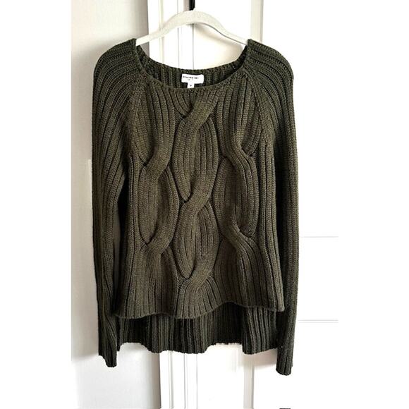 KF / KAUFMANFRANCO Olive Green Ribbed Cable Knit Wool Blend Sweater Med. - Picture 2 of 10